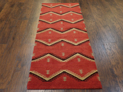 Modern Tibetan 2'6" x 6'0 Hand-knotted Rug - w207