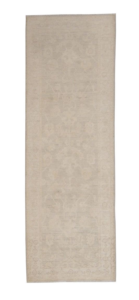 Oushak Whitewash Chobie Wool Hand Knotted 2.7x7.9 -w2102