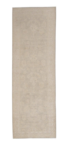 Oushak Whitewash Chobie Wool Hand Knotted 2.7x7.9 -w2102