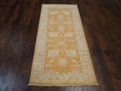 Silver Wash Oushak Chobie 2'6" x 6 Hand knotted Rug - w211