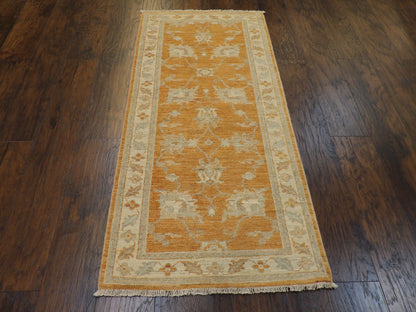 Silver Wash Oushak Chobie 2'6" x 6 Hand knotted Rug - w211