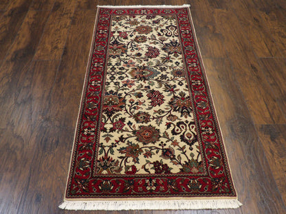 Fine Persian Floral Mashad 2'6" x 6'0'' Hand-knotted Rug - w213