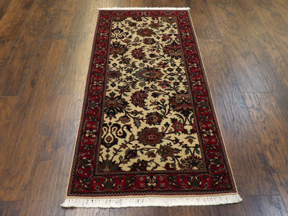 Fine Persian Floral Mashad 2'6" x 6'0'' Hand-knotted Rug - w213