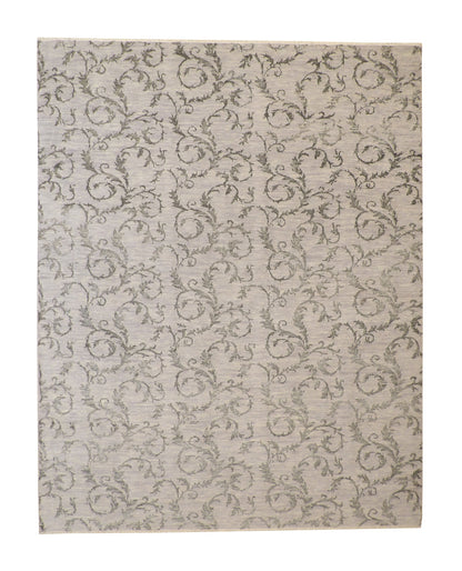 Transitional Floral Leaves Design Wool Hand knotted Rug 9x12 - w2155