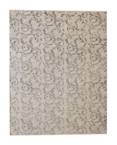Transitional Floral Leaves Design Wool Hand knotted Rug 9x12 - w2155