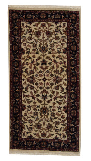 Traditional Indo Kashan Wool Hand Knotted Rug 2x4 - w2175