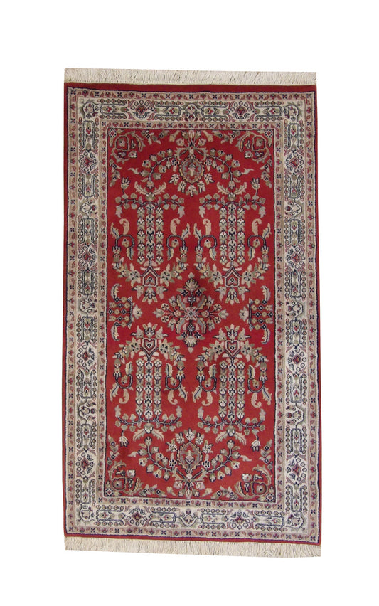 Traditional Indo Sharookh Wool Hand Knotted Rug 3x5 - w2186