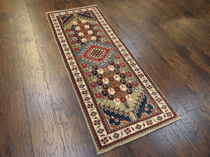 Tribal Kazak Size: 2'6" x 6'0'' Hand-knotted Rug - w211
