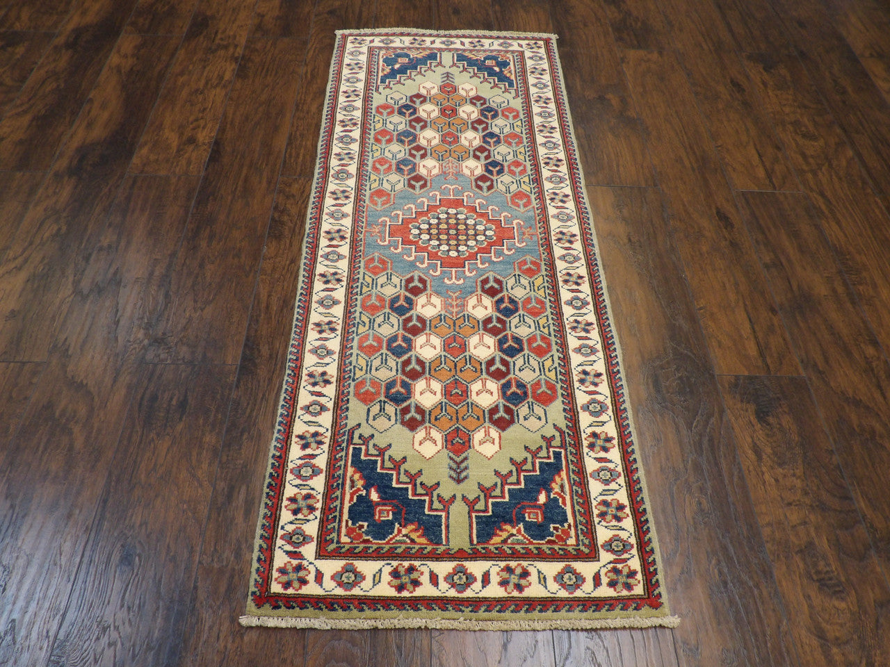 Tribal Kazak Size: 2'6" x 6'0'' Hand-knotted Rug - w211