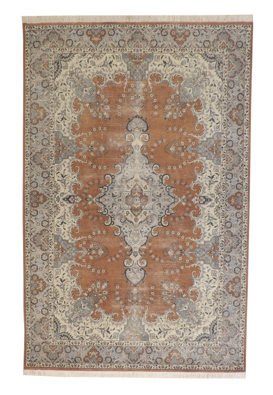 Tribal Vintage Tabriz Wool Hand Knotted Rug 6X9 - w2232