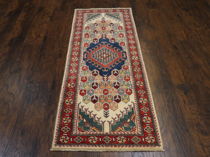 Tribal Kazak 2'6" x 6'0'' Hand knotted Rug - w225