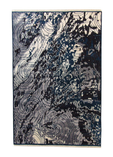 Modern Ikat Design Wool/silk Hand Knotted Rug 5.0X8.0 - w2254