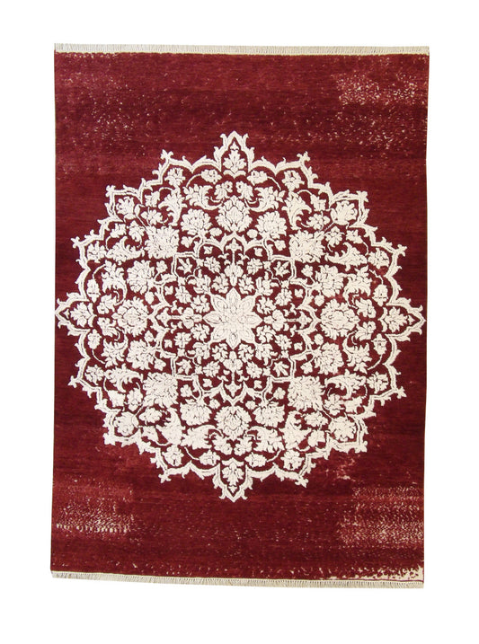 Modern Vintage Star Design Wool/silk Hand Knotted Rug 5.0X8.0 - w2267
