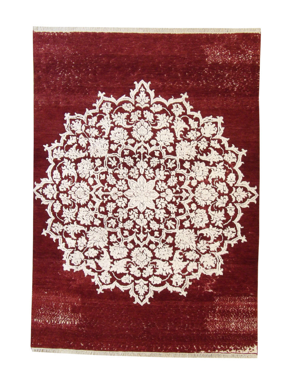 Modern Vintage Star Design Wool/silk Hand Knotted Rug 5.0X8.0 - w2267