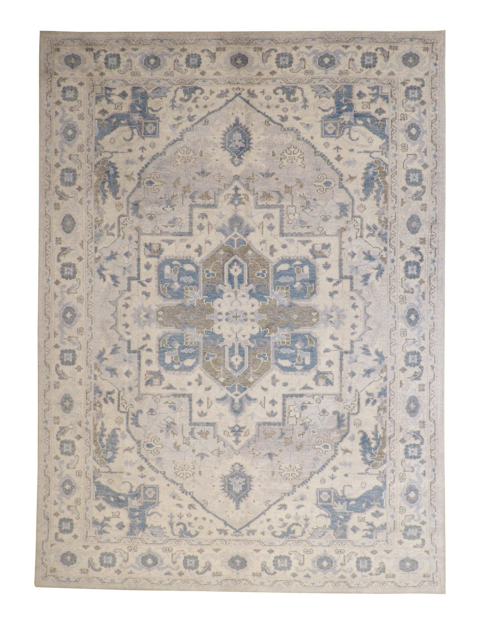 Tribal Silverwash Heriz Design Viscose Hand knotted Rug 9x12 - w2337