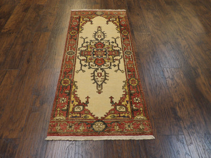 Fine Persian Heriz 2'6" x 6'0'' Hand-knotted Rug - w235