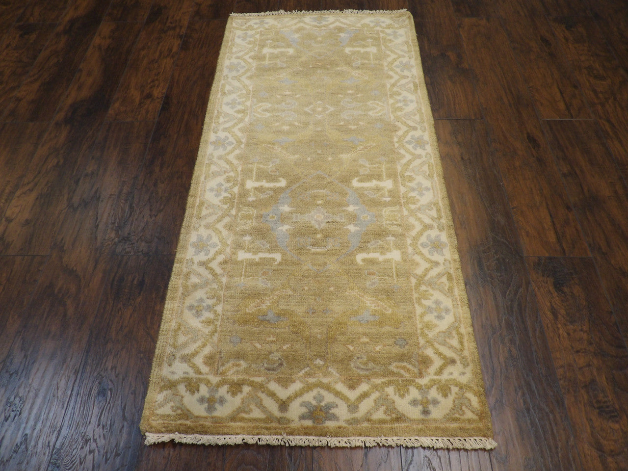 Brown 2'6" x 6'0" Wash Turk Oushak Hand knotted Wool Rug - Sku: w236