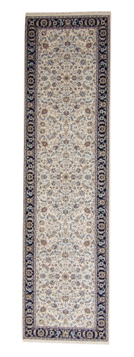 Traditional Fine Nain Design Wool/silk Hand Knotted Rug 2.9x10.2 -w2370