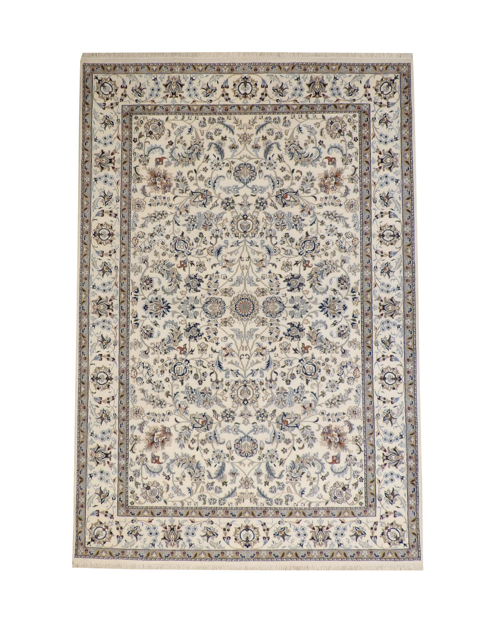 Traditional Fine Nain Wool/silk Hand Knotted Rug 6X9 - w2379