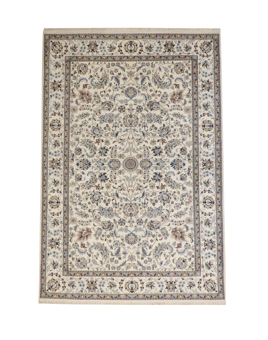 Traditional Fine Nain Wool/silk Hand Knotted Rug 6X9 - w2379