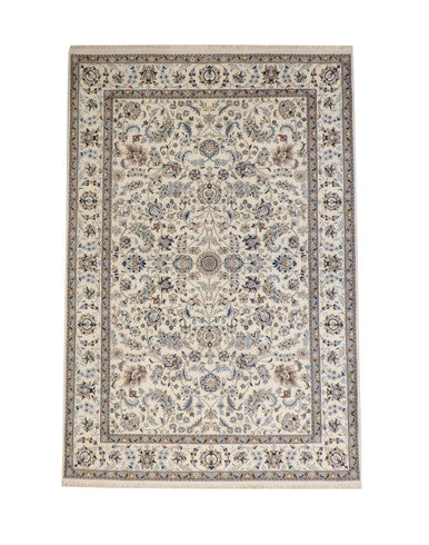 Traditional Fine Nain Wool/silk Hand Knotted Rug 6X9 - w2379