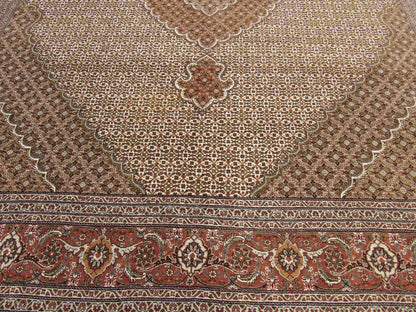 Fine Persian Fish Mahi Tabriz 9'0"x12'0" Hand-knotted Rug -w244