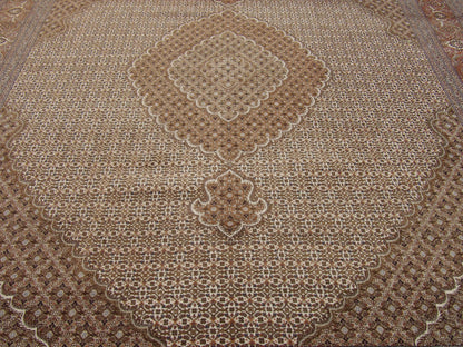 Fine Persian Fish Mahi Tabriz 9'0"x12'0" Hand-knotted Rug -w244