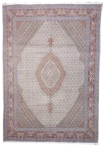 Fine Persian Fish Mahi Tabriz 9'0"x12'0" Hand-knotted Rug -w244