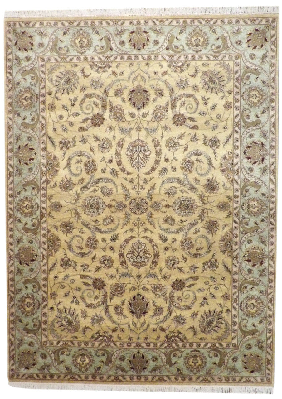 Gold 9'0" x 12'0" Fine Kashan Tie Dye Hand knotted Wool Rug - Sku: w245