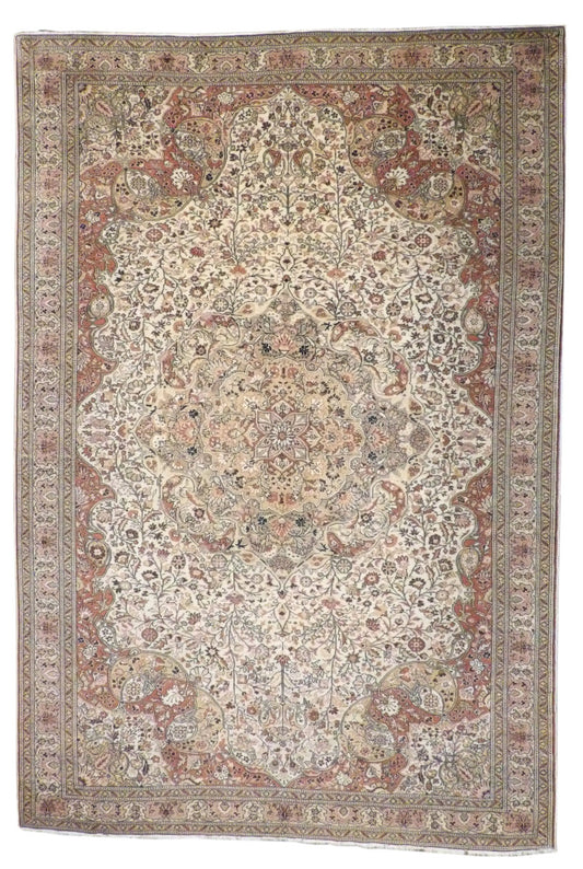 Antique Turkish Hereke 9x12 Hand-knotted Rug -w246