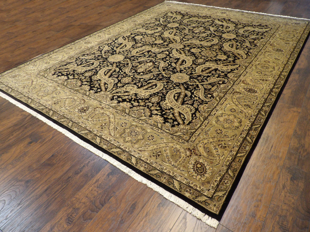 Black 9'0" x 12'0" Fine Persian Ziegler Hand knotted Wool Rug - Sku: w252