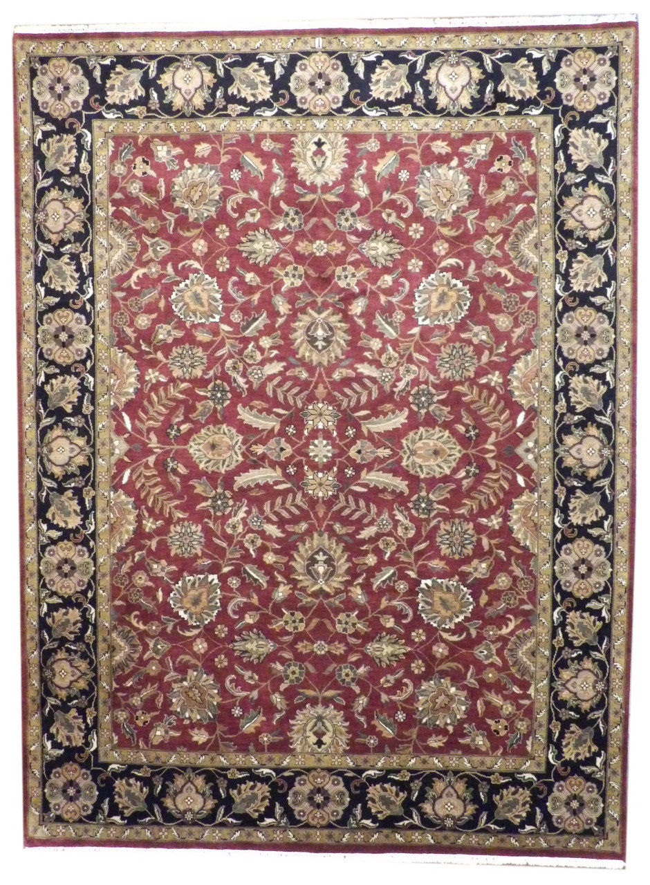 Black 8'10" x 11'9" Jaipur Kashan Hand knotted Wool Rug - Sku: w253