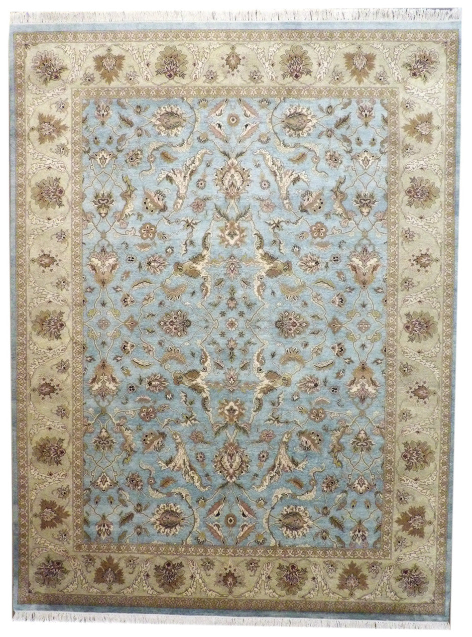 Blue 9'0" x 12'0" Fine Kashan Tie Dye Hand knotted Wool Rug - Sku: w254