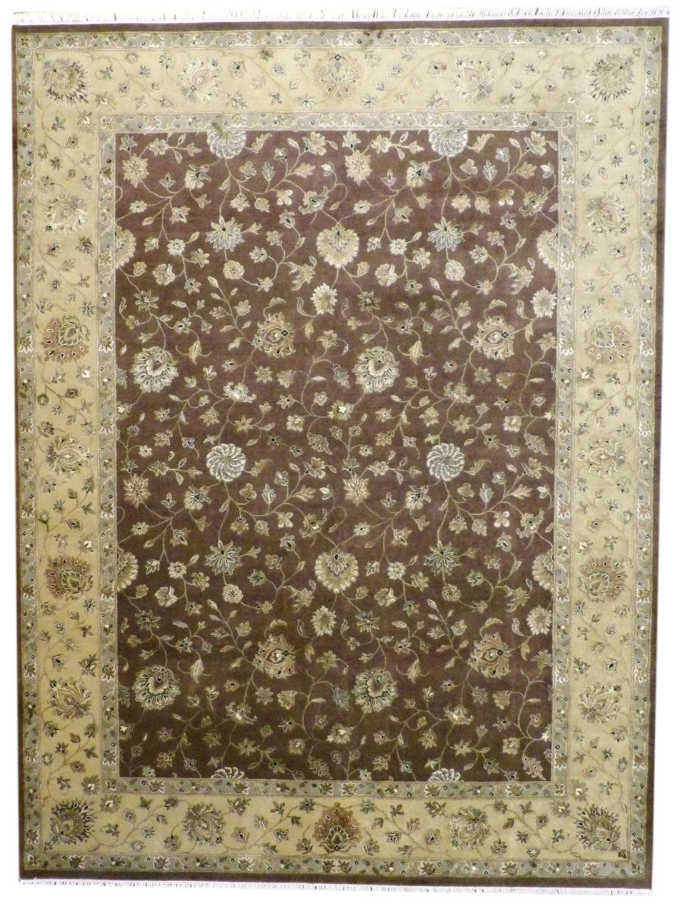 Brown 9'0" x 12'0" Fine Jaipur Hand knotted Wool/Silk Rug - Sku: w263