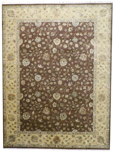 Fine Jaipur Wool/silk 9'0"x12'0" Hand-knotted Rug -w263
