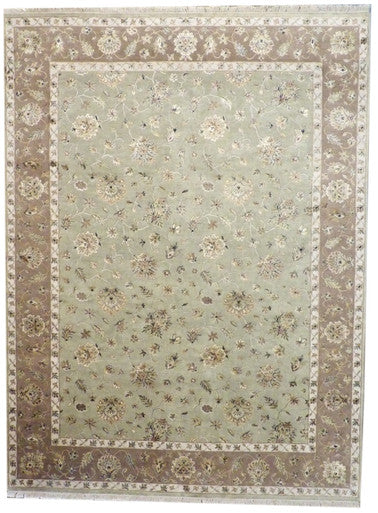 Fine Jaipur Kashan Wool/silk 9'0"x12'0" Hand-knotted Rug -w264