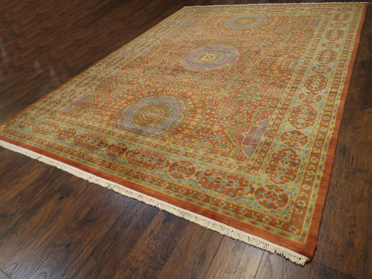 Mamluk Oushak Natural-dye 9'0"x12'0" Hand-knotted Rug -w271