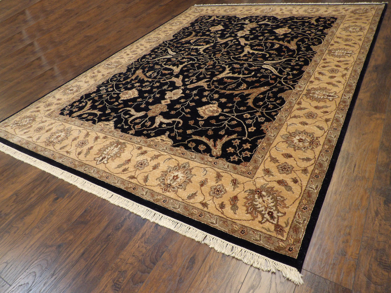Black 9'1" x 12'0" Agra Chobie Ziegler Hand knotted Wool Rug - Sku: w272