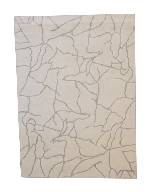 Modern Abstract Design Wool/silk Hand Knotted Rug 5.0X8.0 - w3059