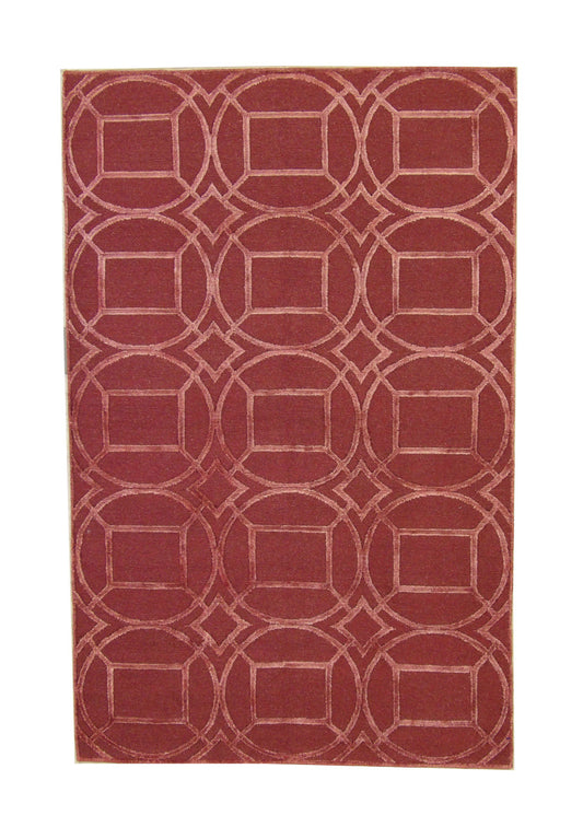 Modern Circle Design Wool/silk Hand Knotted Rug 5.0X8.0 - w3060