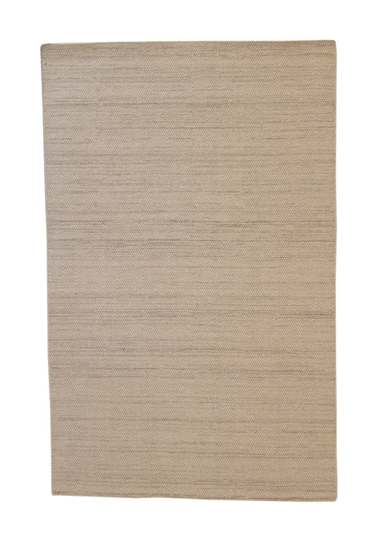 Modern Natural Lowpile Wool Hand Knotted Rug 5.0X8.0 - w3061