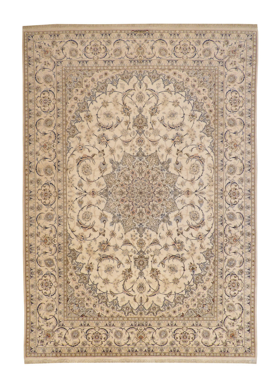 Traditional Super Fine Nain Wool/silk Hand knotted Rug 9x12 - w3062