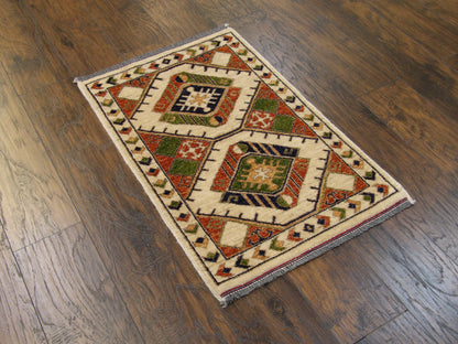 Tribal Super Kazak Natural-dye 2'0"x3'0" Hand-knotted Rug -w318