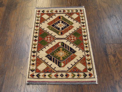 Tribal Super Kazak Natural-dye 2'0"x3'0" Hand-knotted Rug -w318