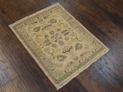 Oushak Chobie Natural-dye Whitewash 2'0"x3'0" Hand-knotted Rug -w323