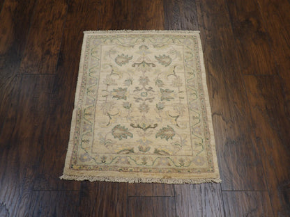 Oushak Chobie Natural-dye Whitewash 2'0"x3'0" Hand-knotted Rug -w323