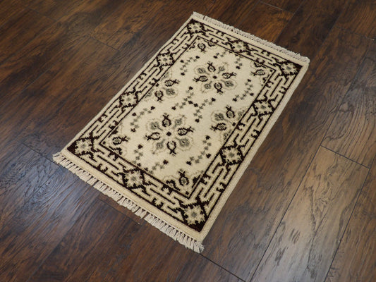 Tribal Sherapi Oushak Natural-dye 2'0"x3'0" Hand-knotted Rug -w326