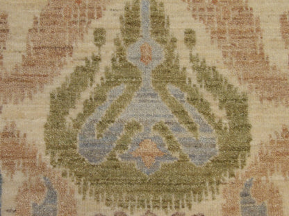 Ikat Chobie Natural-dye White wash 2'0"x3'0" Hand-knotted Rug -w332
