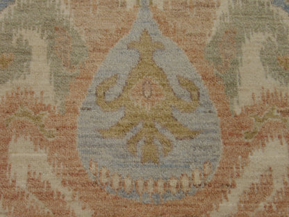 Ikat Chobie Natural-dye White wash 2'0"x3'0" Hand-knotted Rug -w332