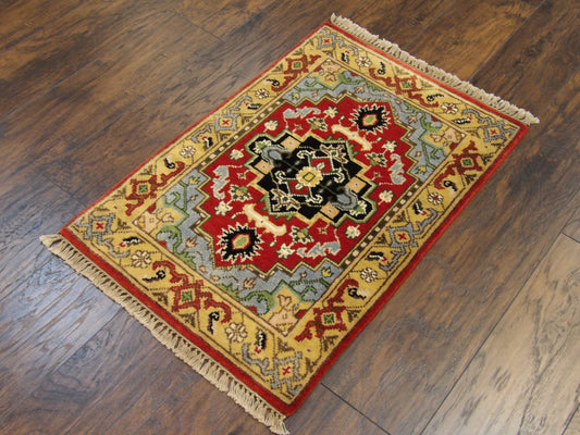 Tribal Sherapi Oushak Natural-dye 2'0"x3'0" Hand-knotted Rug -w333